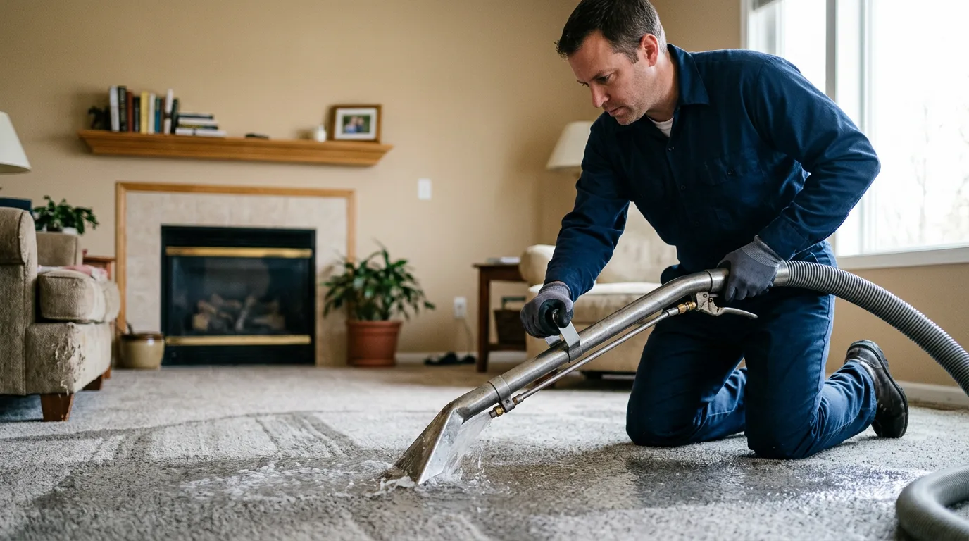 Water damage restoration technician working near Six Mile Run, PA